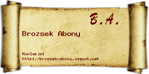 Brozsek Abony névjegykártya
